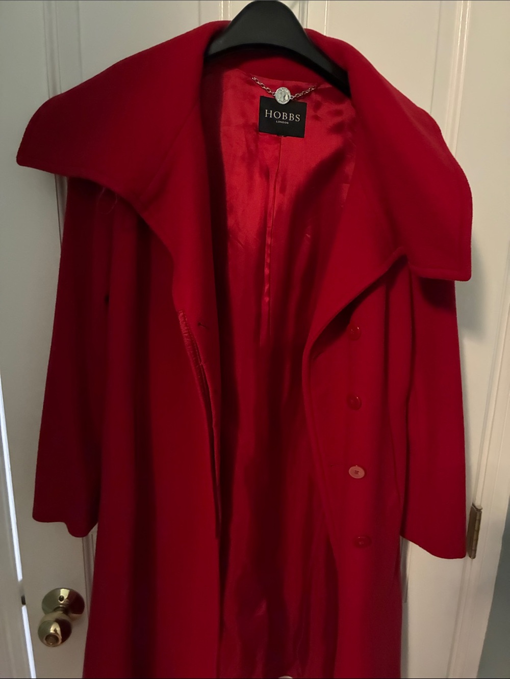 Hobbs Red Wool Trench Coat - Classic Tailored Women's Outerwear